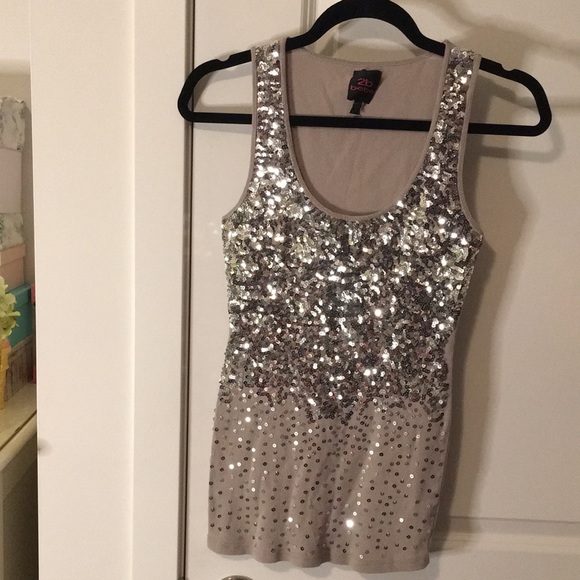 2b Bebe | Tan Sequins Tank Top - Picture 1 of 7